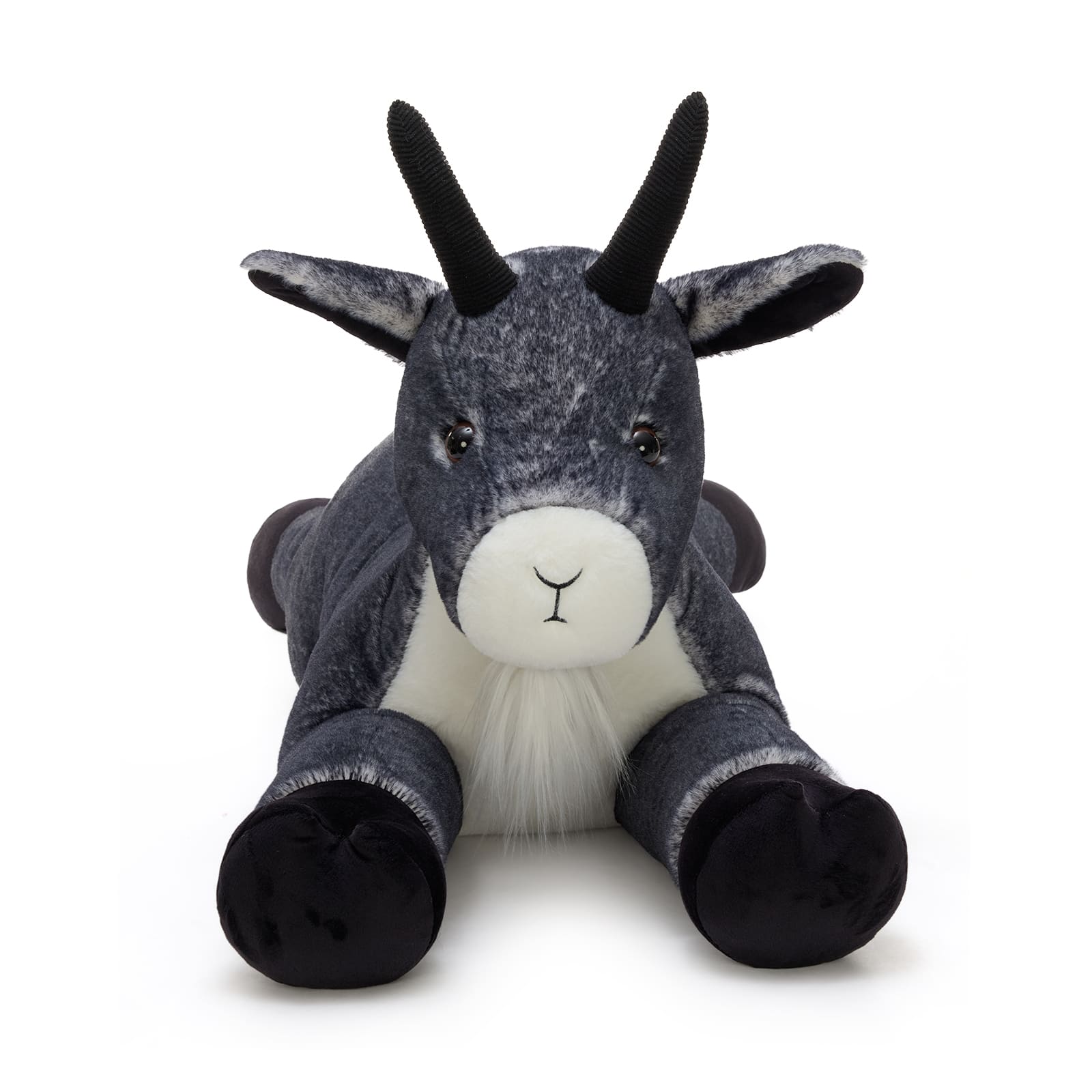 Large Realistic Goat Stuffed Animals Farm Plushies, Black, 39 Inches