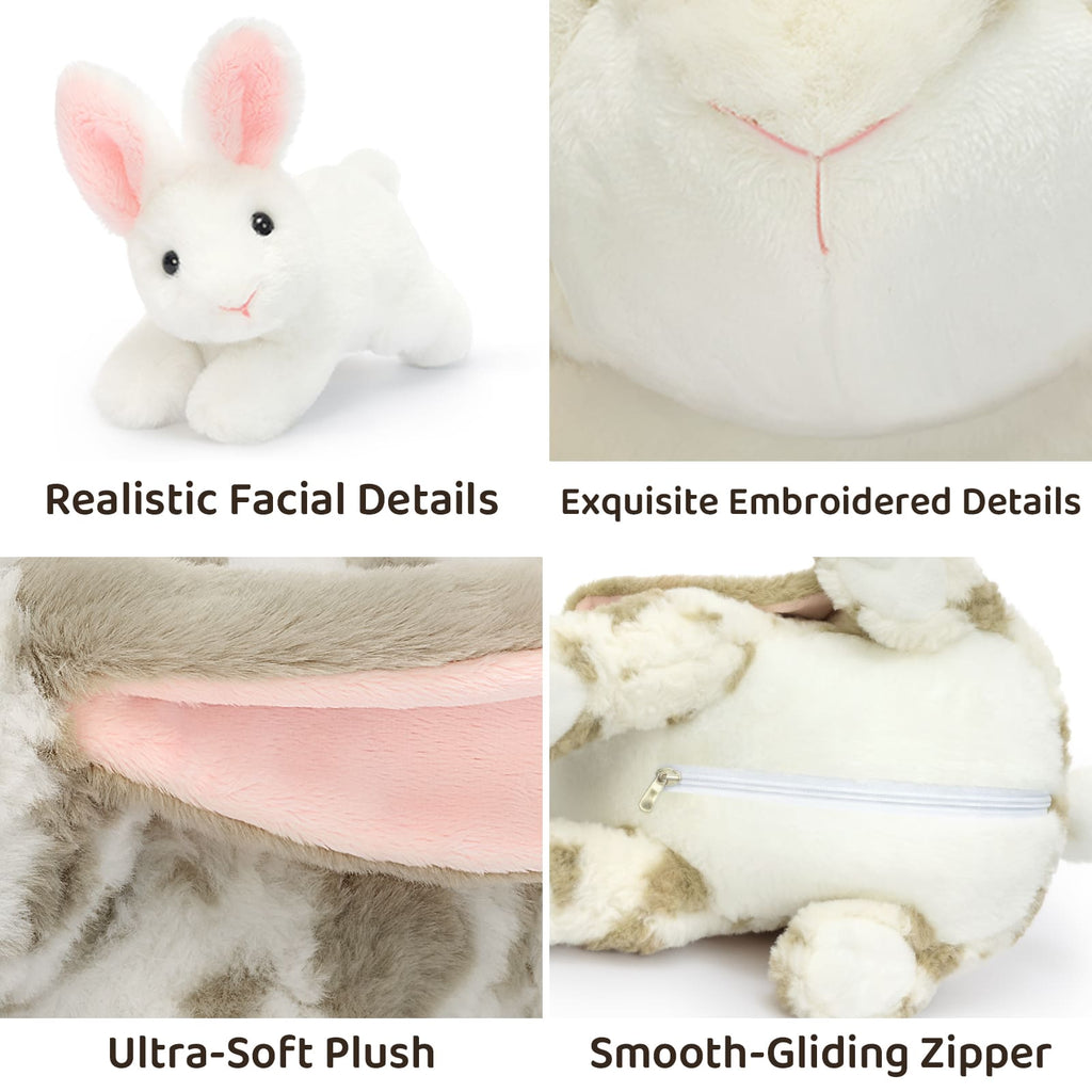 Realistic Bunny Stuffed Animals with Babies Inside, 17.7 Inches