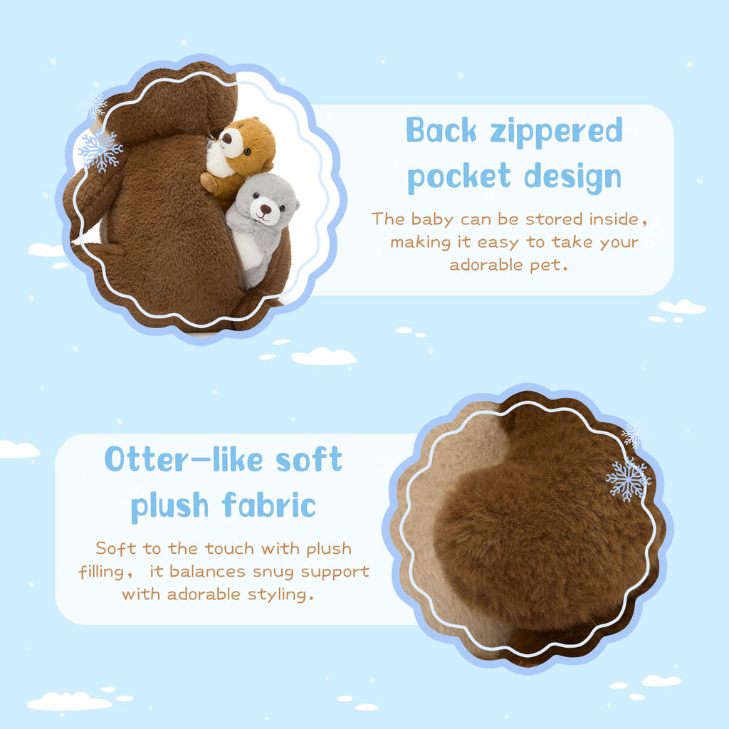 MorisMos 5 Pcs Otter Stuffed Animal - 14.5" Mommy Sea Otter Plush with Babies Inside, Soft Cute Stuffed Otter Plushies Toy for Kids Boys Girls, Ideal Gift for Christmas Birthday Holidays