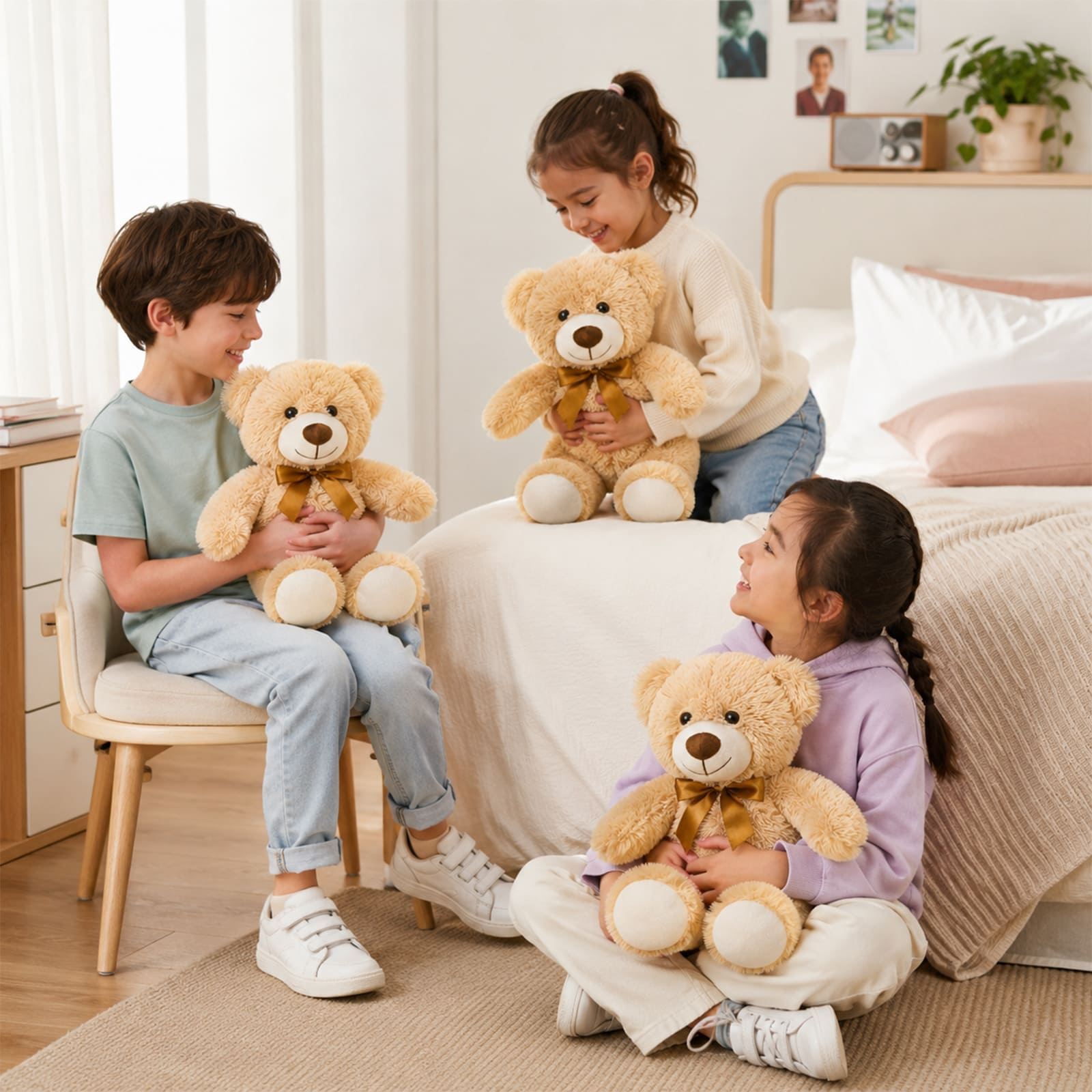 Small Teddy Bear Plush Toys, Light Brown, 13.8 Inches
