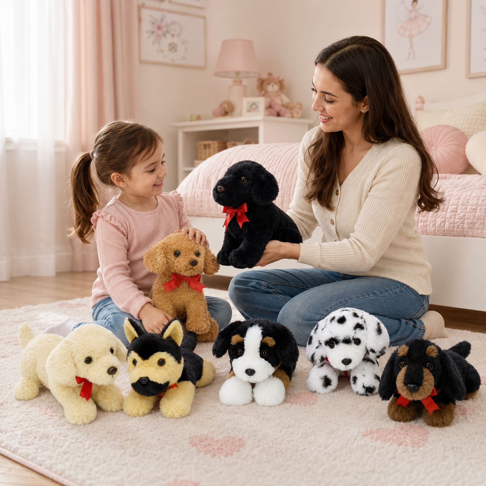 Dog Plush Toy Set Soft Stuffed Puppy Collection, 13.8 Inches