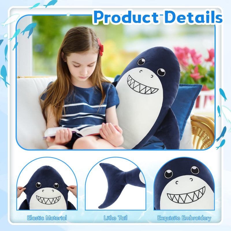 Shark Plush Toy Ocean Stuffed Animals, Navy Blue, 35 Inches - MorisMos Sea Stuffed Animals - Free Shipping - Cute Cartoon Shark Plush Pillows 35 Inches - Birthday Gift for Friends