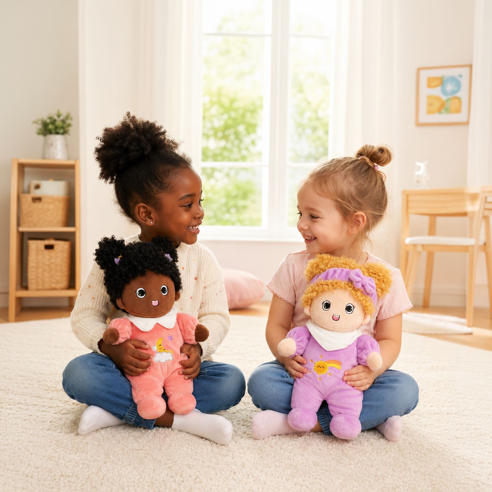 2-Piece Comfort Dolls 11.8-Inch Soft Plush Doll Set for Kids
