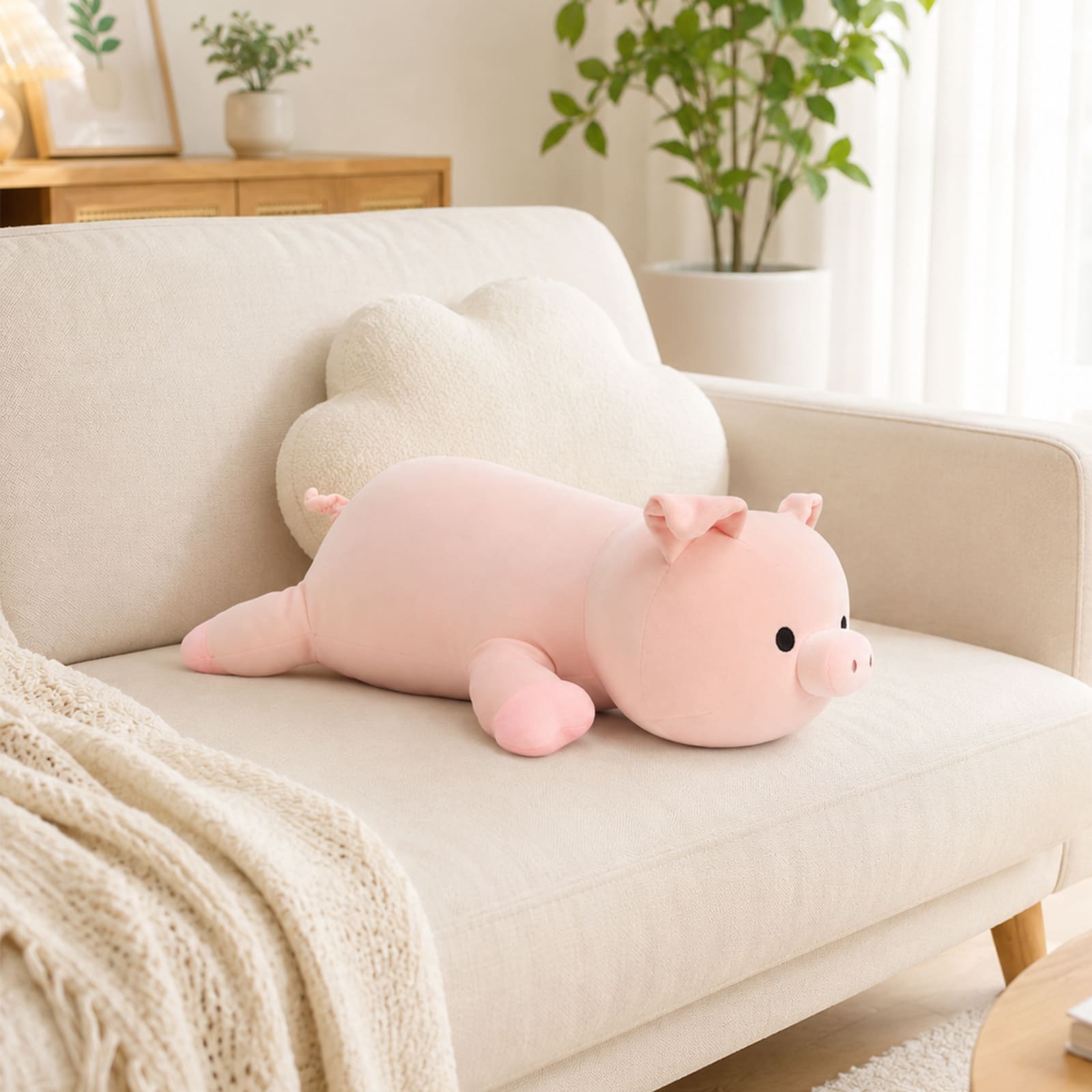 Cute Giant Pig Plush Pillow – Ultra Soft Stuffed Pig Body Pillow for Cuddling & Home Decor