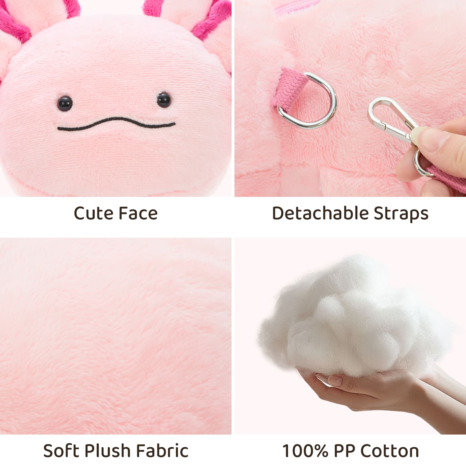 Plush Axolotl Backpack with Three Mini Axolotl Plushies Inside