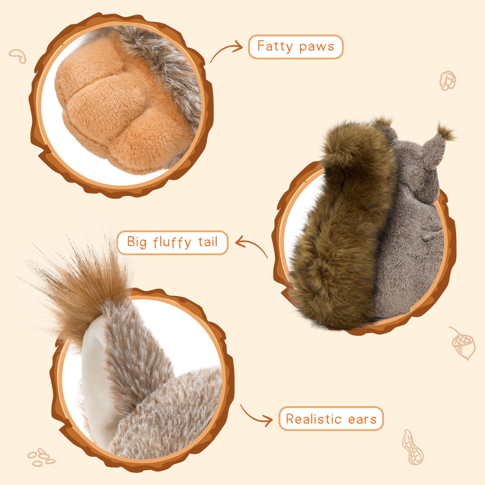 17.7 Inches Squirrel Plush Toys - Squirrel Stuffed Animals - Forest Plush Animal Toys - Kawaii Gift for Children Adults - Big Plush Squirrel Toys - Free Shipping