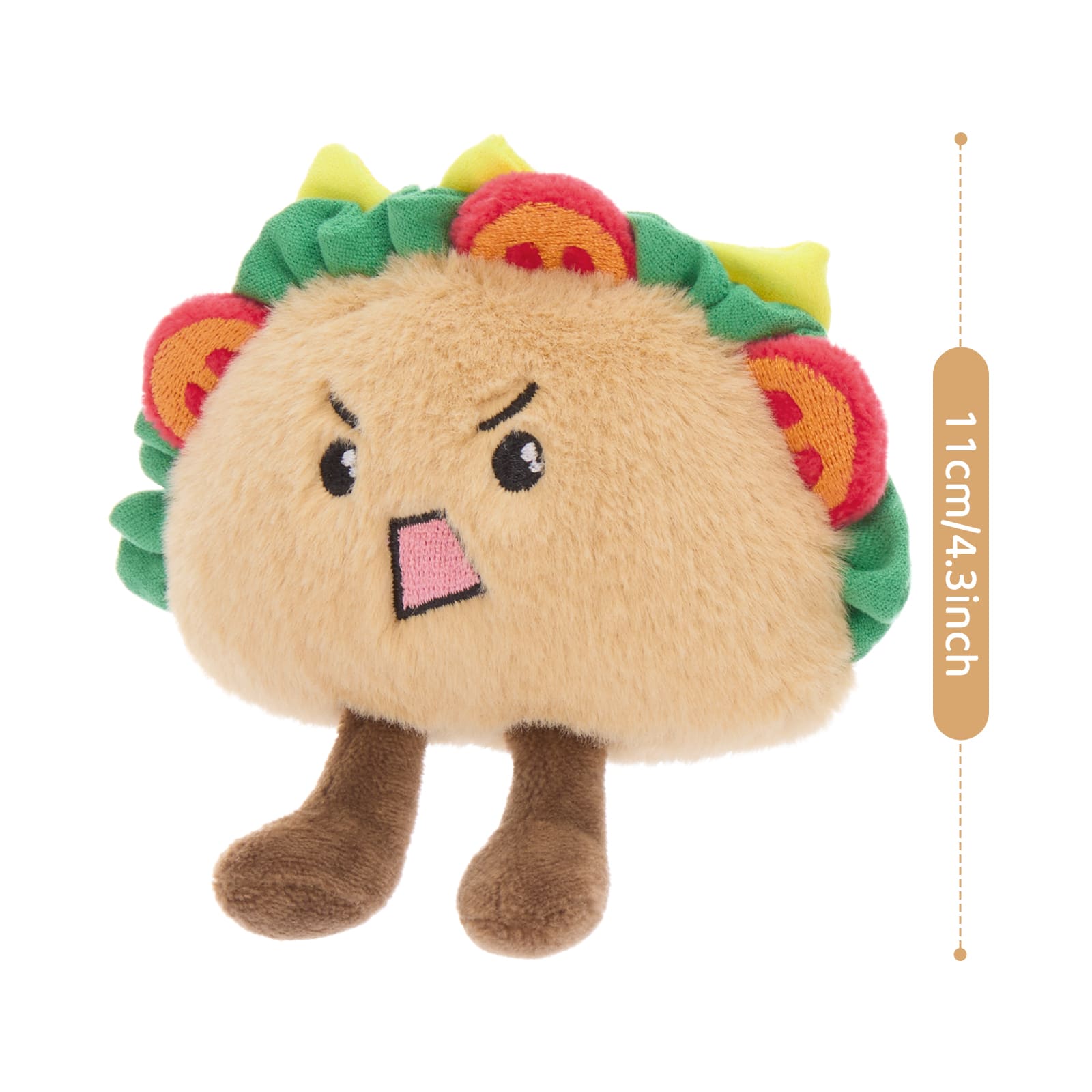 Cute Mini Taco Plush Keychain 4.3" Bag Charm Emoji Face