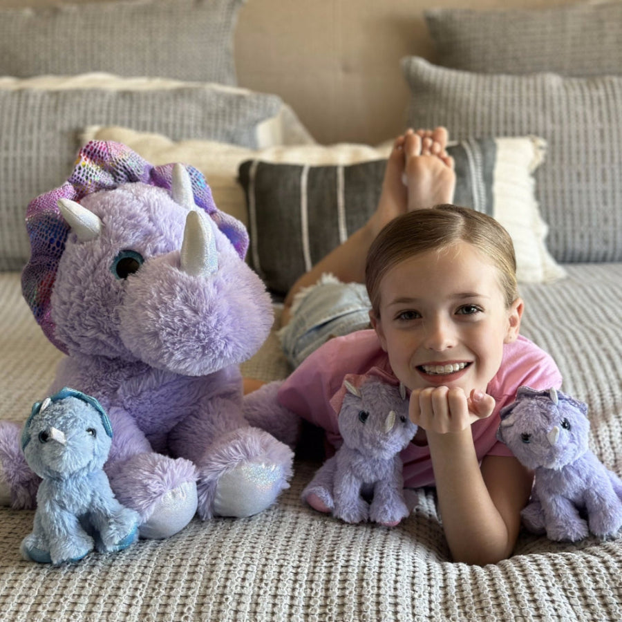 Triceratops Plush Toys - Dinosaur Stuffed Animals - Stuffed Animal Babies with Their Mom - Purple Soft Toys - Christmas/Birthday Gift for Kids/Teens/Adults - Stuffed Animals with Babie in the belly - Jurassic Toys For Kids