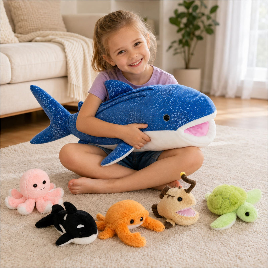 Whale Shark Teddy Soft Toy with 5 Ocean Animals Inside, 23.6 Inches