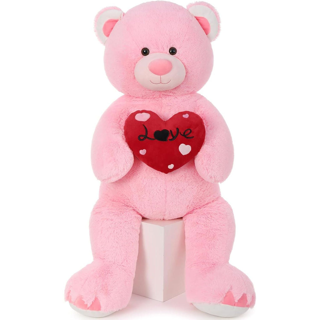 Valentine's Day Teddy Bear Stuffed Animals - 51 Inches Teddy Bear Plush Toys with ' Love ' Heart - Valentine's Day Gift for Girlfriend/Boyfriend - Fluffly Cuddly Plushy Fluffy Toy - Cute Teddy Bear Plush Pillows for Kids - Christmas/Birthday Gift for Children/Teens/Adults - Romantic Anniversary Gift for Wife/Husband - Free Shipping