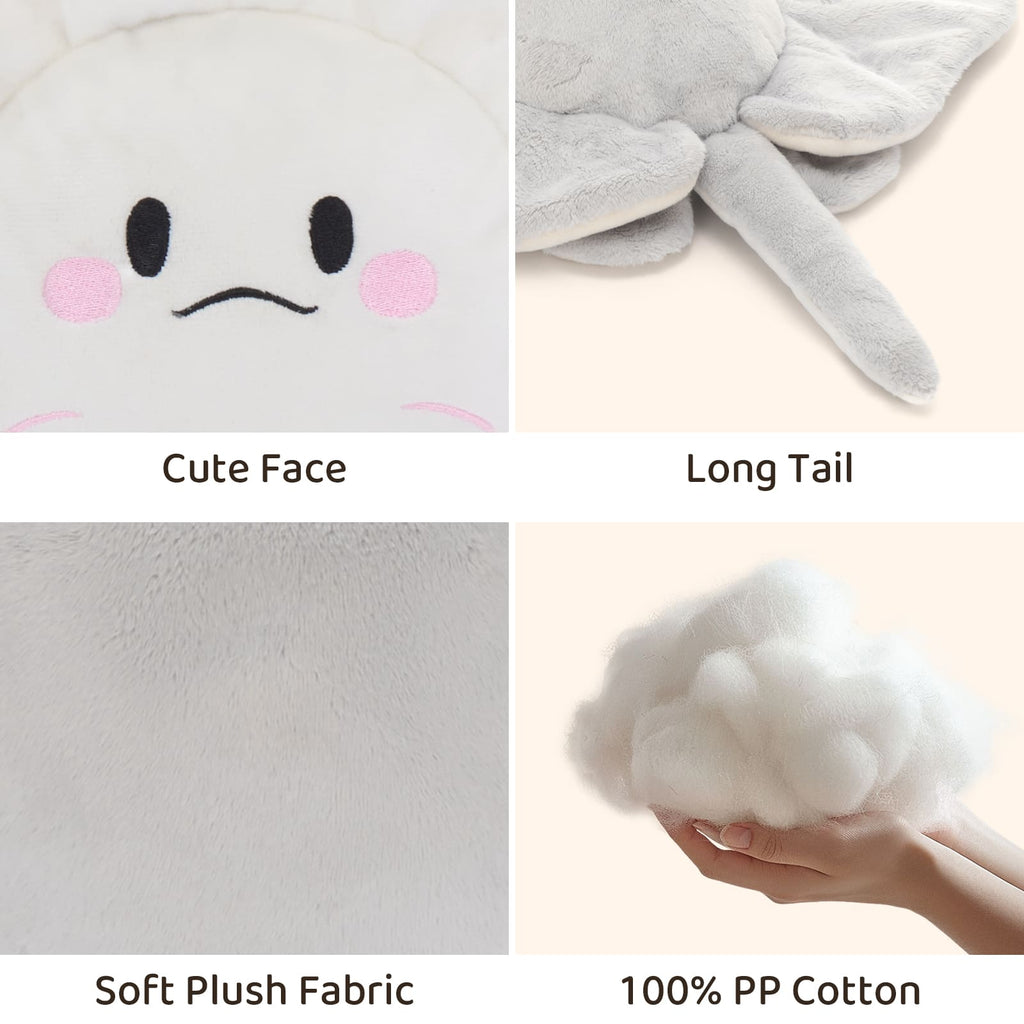 15.7” Weighted Stingray Plush Toy Cozy Anxiety Relief Plush Pillow