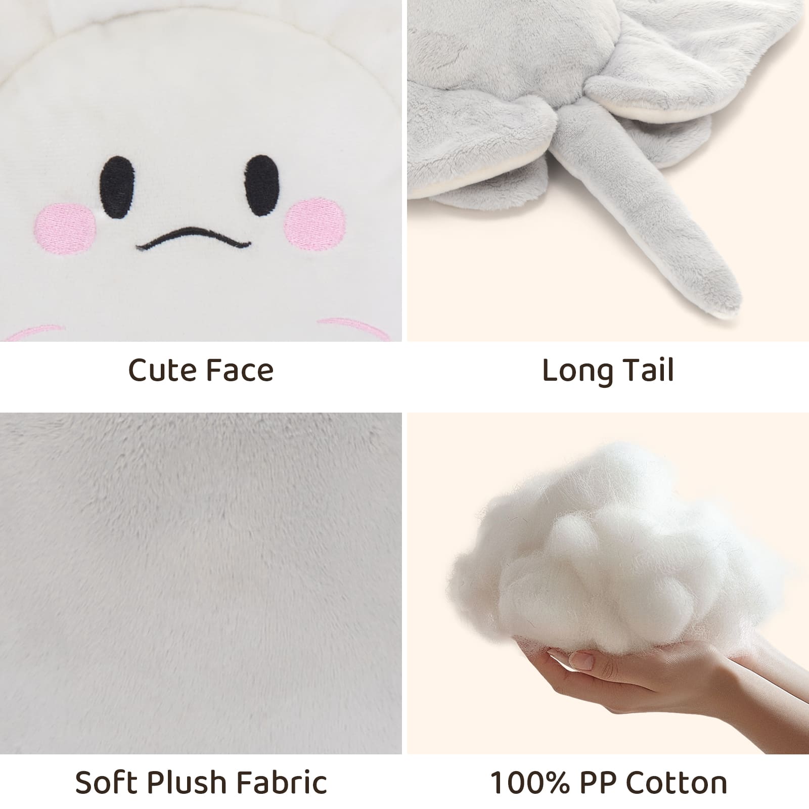 15.7” Weighted Stingray Plush Toy Cozy Anxiety Relief Plush Pillow